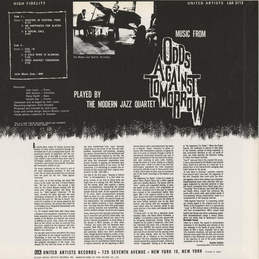 The Modern Jazz Quartet / Music From "Odds Against Tomorrow" (LAX 3113)