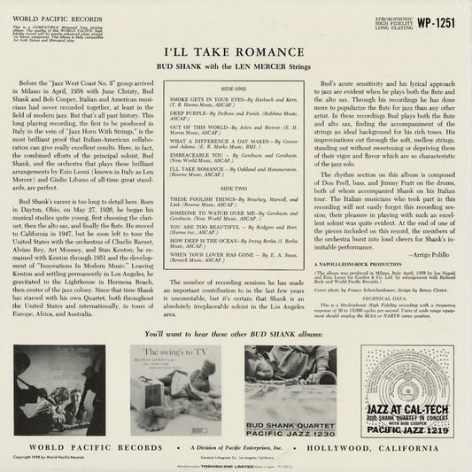 Bud Shank - I'll Take Romance (PJ-1251) 1992 JPN World Pacific Records|中古LP