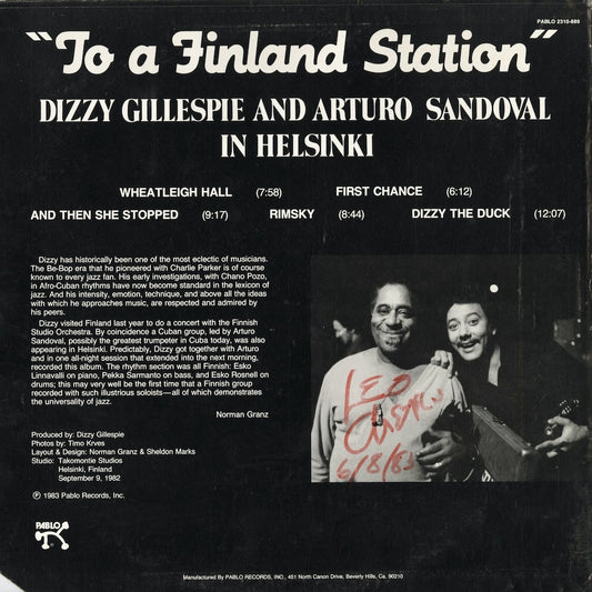Dizzy Gillespie And Arturo Sandoval - To A Finland Station (2310-889) 1983 US Pablo|中古LP