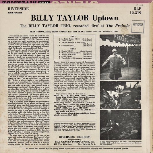 Billy Taylor / ビリー・テイラー / Uptown (RLP 12-319)