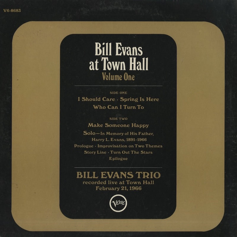 Bill Evans / ビル・エヴァンス / Bill Evans At Town Hall Volume One (V6-8683)