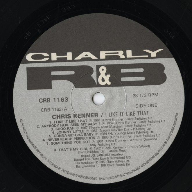 Chris Kenner – I Like It Like That (CRB 1163) LP 1987 UK Charly R&B|中古LP
