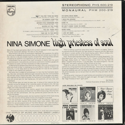 Nina Simone - High Priestess Of Soul (PHM 200-219) 1967 US Philips|中古LP