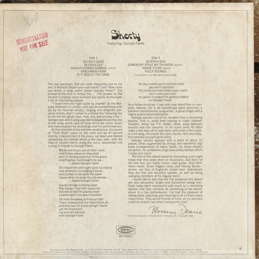 Georgie Fame - Shorty Featuring Georgie Fame (BN 26563) 1970 US Epic|中古LP