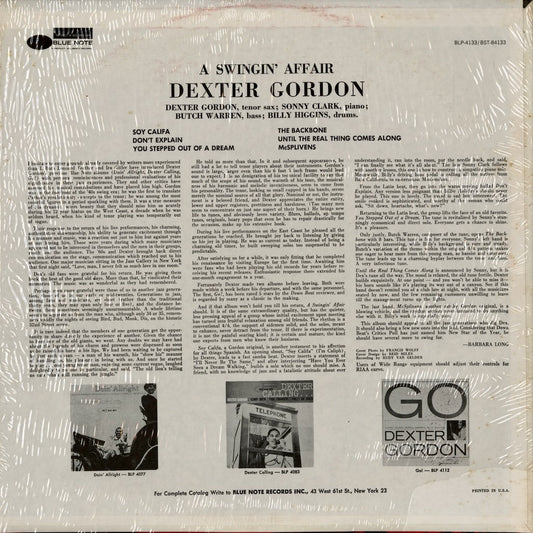 Dexter Gordon - A Swingin’ Affair (BST-84133) LP 1973 US Blue Note|中古LP