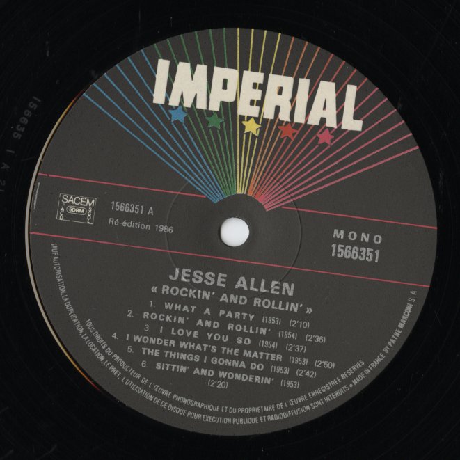 Jesse Allen / ジェス・アレン / Rockin' And Rollin' (1566351)