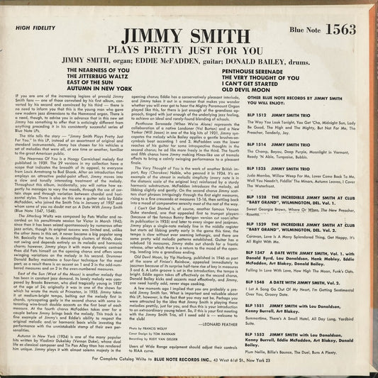 Jimmy Smith - Plays Pretty Just For You (BST 1563) 1962 US Blue Note|中古LP