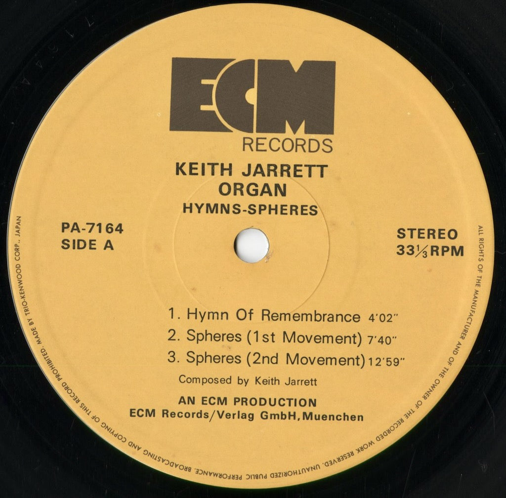 Keith Jarrett - Hymns Spheres (PA-7164-65) 1976 JPN ECM / Trio|中古LP