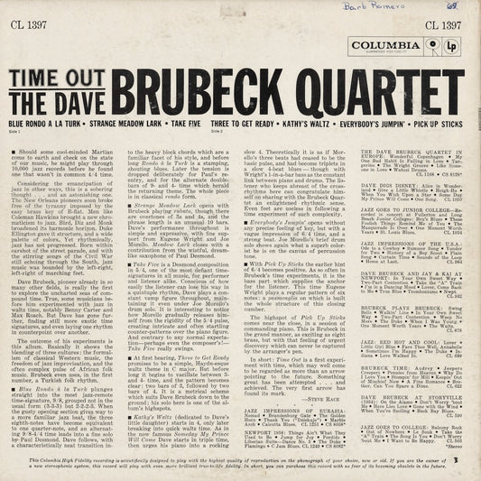 Dave Brubeck - Time Out (CL 1397) LP 1961 US Columbia|中古LP
