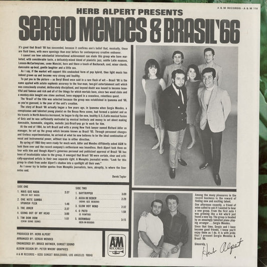 Sergio Mendes & Brasil '66 - Herb Alpert Presents Sergio Mendes & Brasil '66(LP-116) LP 1966 US A&M MONO|中古LP