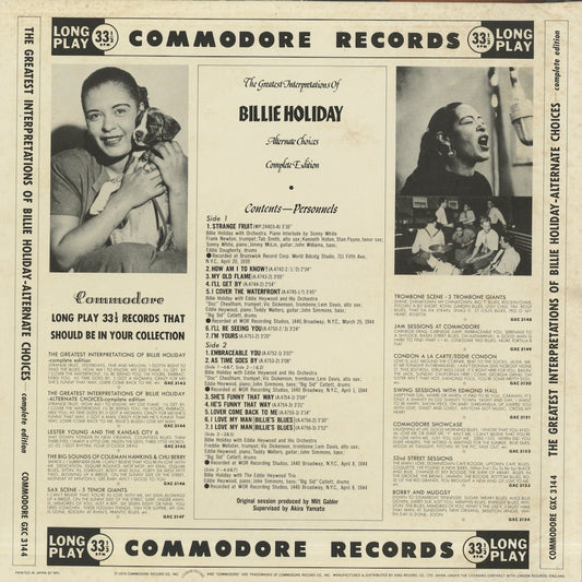Billie Holiday / ビリー・ホリデイ / The Greatest Interpretations Of Billie Holiday - Alternate Choices - Complete Edition (GXC-3144)