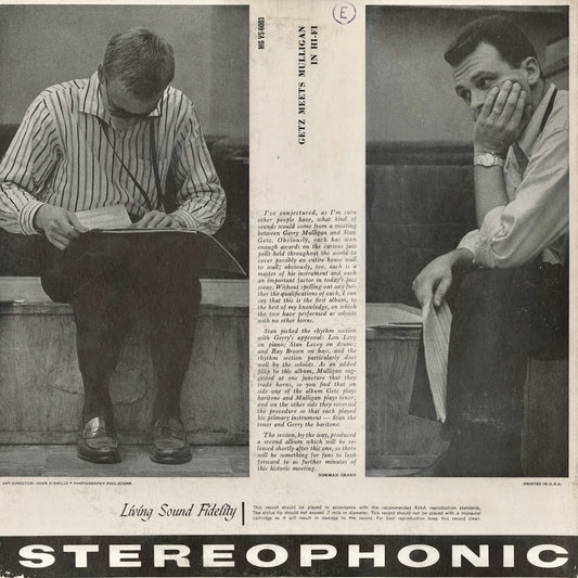 Stan Getz - Gerry Mulligan / スタン・ゲッツ ジェリー・マリガン / Getz Meets Mulligan In Hi-FI (MG VS-6003)