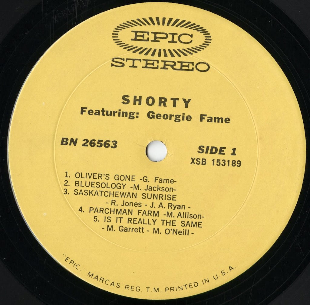 Georgie Fame - Shorty Featuring Georgie Fame (BN 26563) 1970 US Epic|中古LP