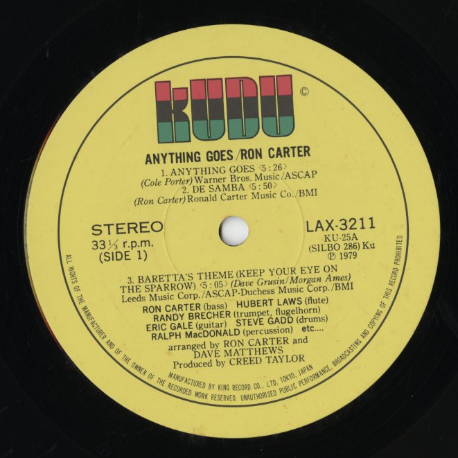 Ron Carter / ロン・カーター / Anything Goes (LAX-3211)