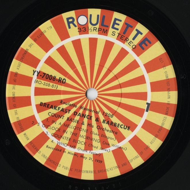 Count Basie & His Orchestra Featuring Joe Williams / カウント・ベイシー / Breakfast Dance And Barbecue (YY-7008-RO)