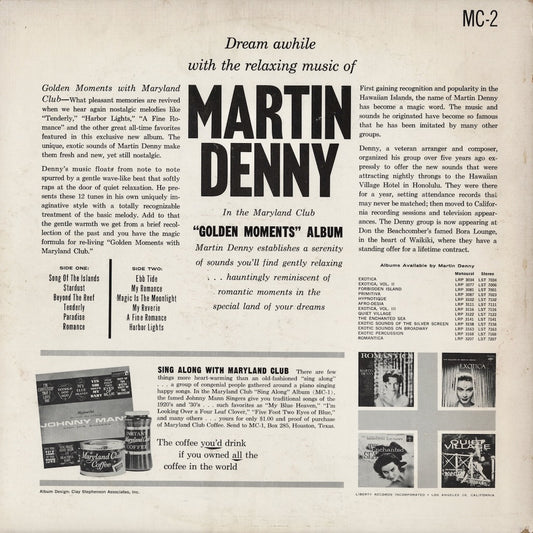 Martin Denny / マーチン・デニー / Maryland Club's Golden Moments With Martin Denny (MC-2)