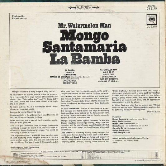 Mongo Santamaria - La Bamba (CS 9175) LP 1965 US Columbia|中古LP