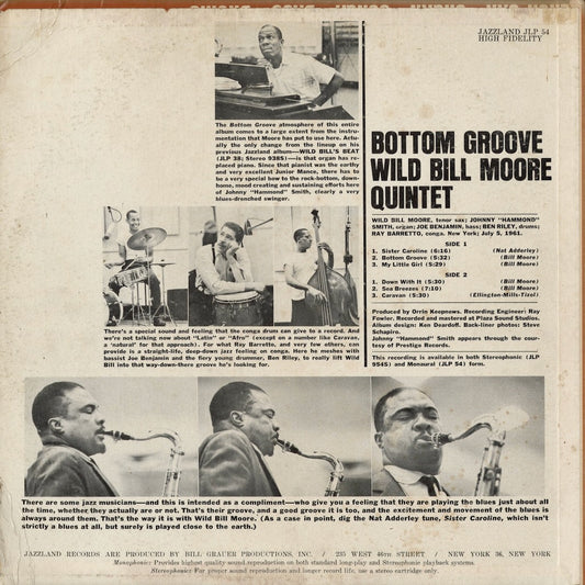 Wild Bill Moore Quintet – Bottom Groove (JLP 54) 1961 US JAZZLAND | 中古LP