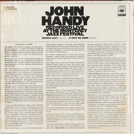 John Handy / ジョン・ハンディ / Recorded Live At The Monterey Jazz Festival (15AP 559)
