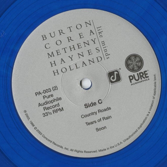 Burton - Corea - Metheny - Haynes - Holland / Like Minds (PA-003) 180g重量盤 2LP ブルー・ヴァイナル