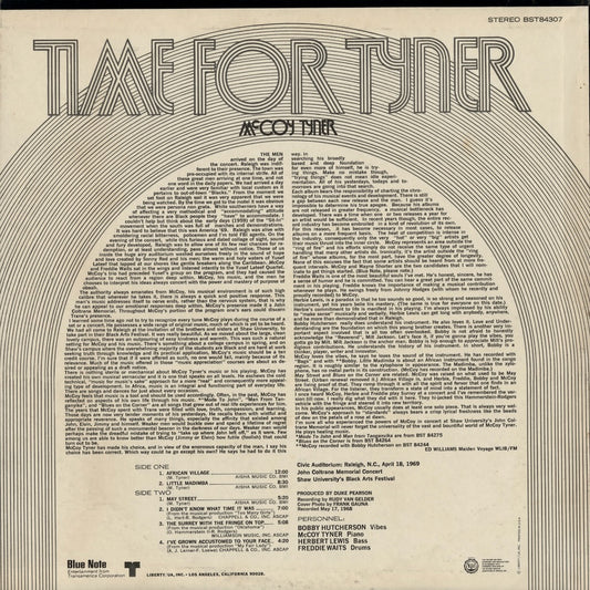 McCoy Tyner / マッコイ・タイナー / Time For Tyner (BST 84307)