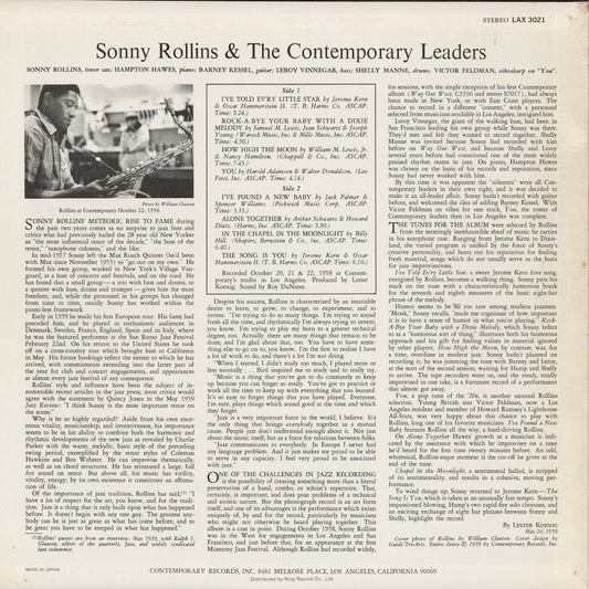 Sonny Rollins - Sonny Rollins & The Contemporary Leaders (LAX 3021) 1975 JPN Contemporary|中古LP