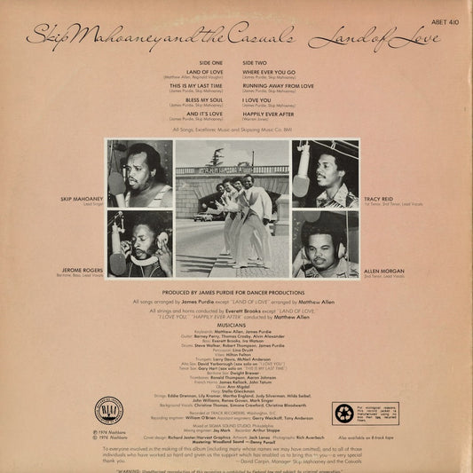 Skip Mahoaney & The Casuals - Land Of Love (ABET410) 1976 US Abet|中古LP