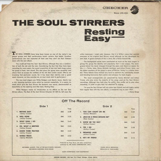 The Soul Stirrers - Resting Easy (LPS 10021) LP 1970's US Checker|中古LP