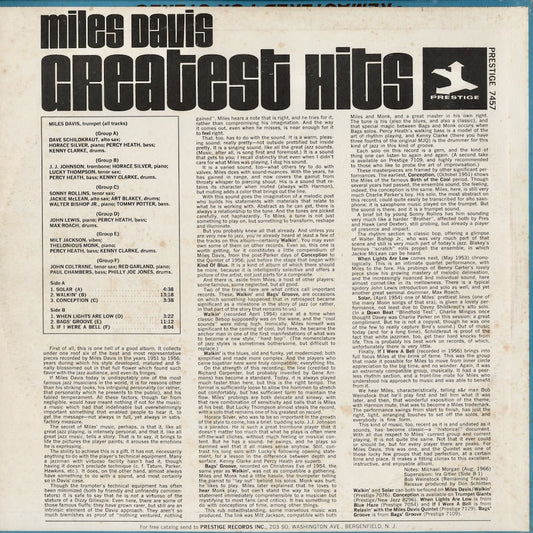 Miles Davis - Greatest Hits (PR 7457) 1967 US Prestige|中古LP