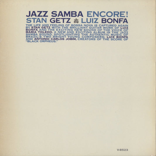 Stan Getz / Luiz Bonfa - Jazz Samba Encore! (V-8523) LP 1963 US Verve | 中古LP