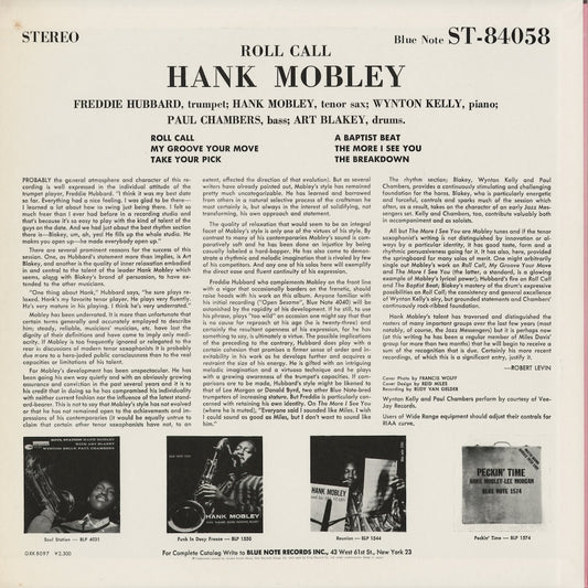 Hank Mobley - Roll Call (GXK 8097) 1979 JPN Blue Note / キングレコード|中古LP