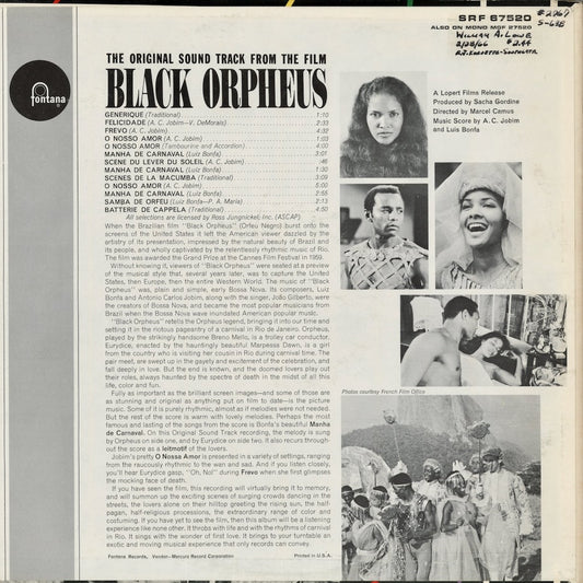 Antonio Carlos Jobim / Luiz Bonfa - The Original Sound Track From The Film Black Orpheus (SRF 67520) 1963 US Fontana|中古LP