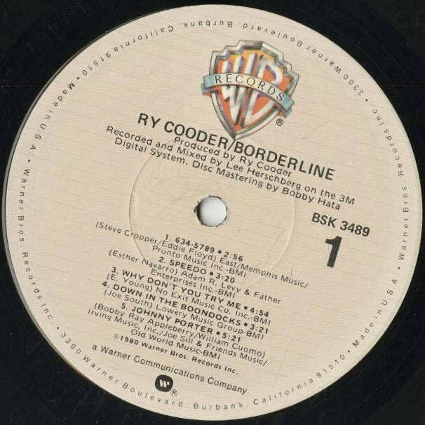 Ry Cooder / ライ・クーダー / Borderline (BSK 3489)