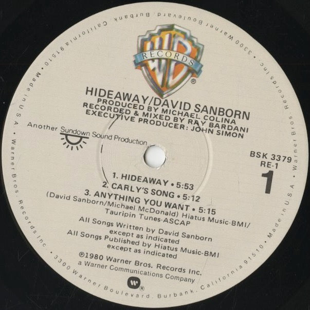 David Sanborn / デヴィッド・サンボーン / Hideaway (BSK 3379)