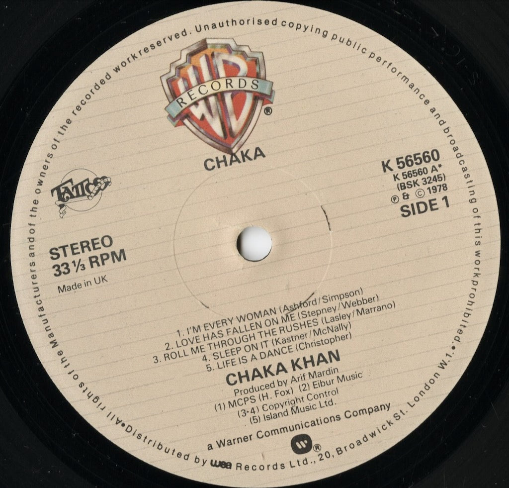 Chaka Khan - Chaka (K 56560) LP 1978 UK Warner Bros|中古LP