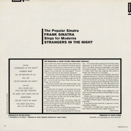 Frank Sinatra - Strangers In The Night (FS-1017) 1974 US Reprise|中古LP