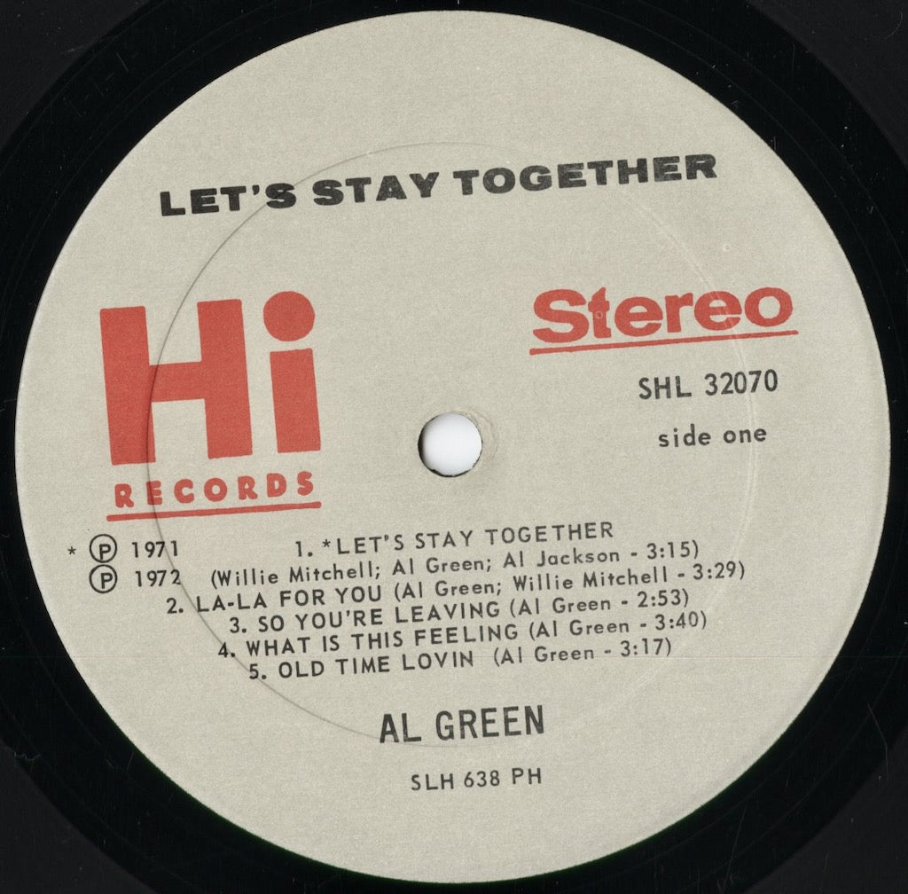 Al Green - Let's Stay Together (SHL 32070) 1972 US Hi Records|中古LP