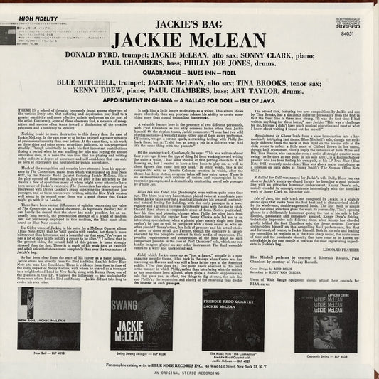 Jackie McLean / ジャッキー・マクリーン / Jackie's Bag (BST 84051)
