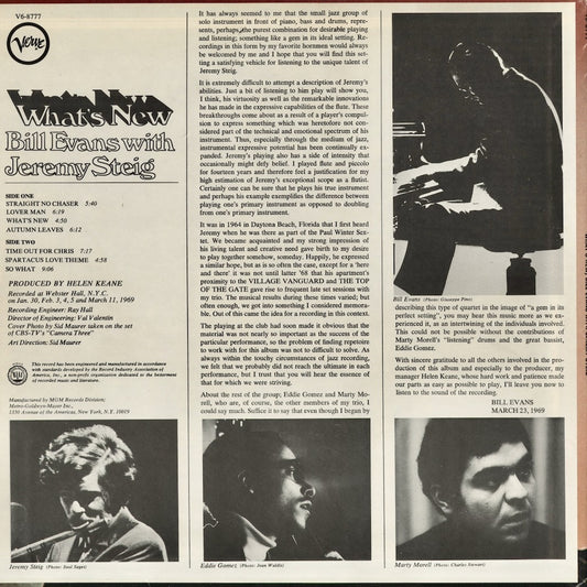 Bill Evans - What’s New (V6-8777) 1969 US Verve|中古LP