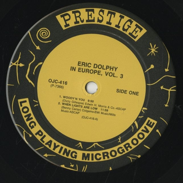 Eric Dolphy / エリック・ドルフィ / In Europe / Volume 3. (OJC-416)