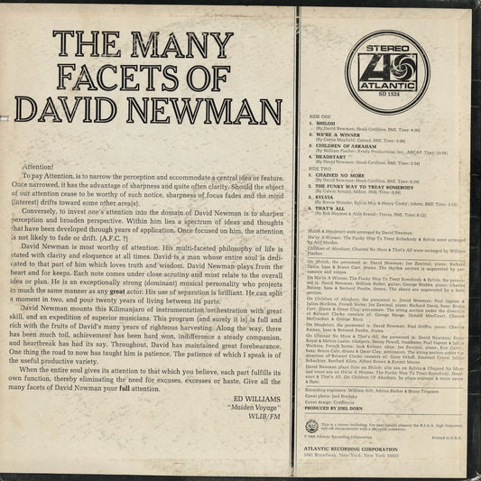 David Newman – The Many Facets Of David Newman (SD 1524) LP 1969 US Atlantic|中古LP