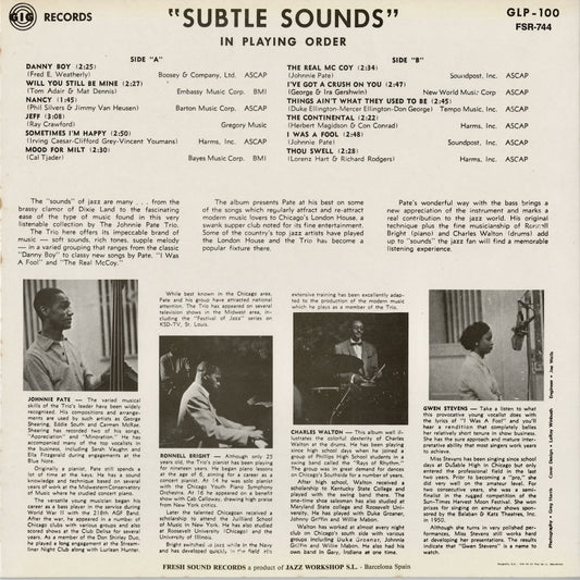 Johnnie Pate / ジョニー・ペイト / Subtle Sounds (FSR-744)