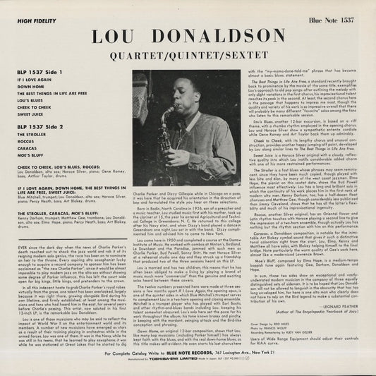 Lou Donaldson - Quartet / Quintet / Sextet (B1-81537) LP 1988 US Blue Note|中古・LP