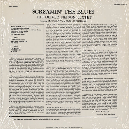 Oliver Nelson / オリヴァー・ネルソン / Screamin' The Blues (OJC-080)