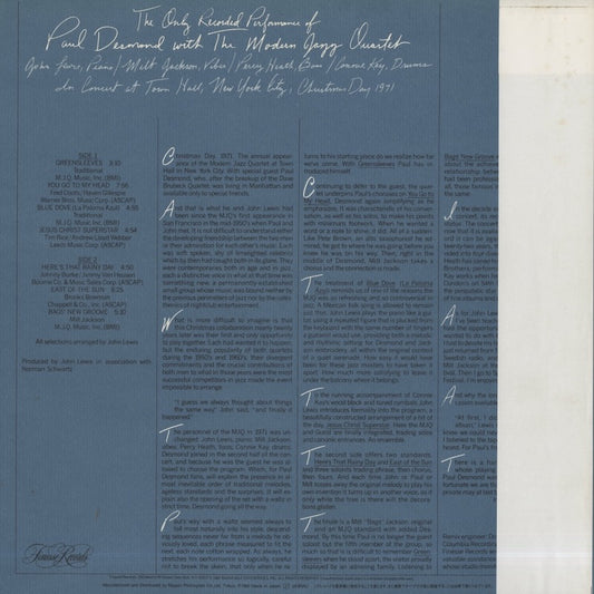 Paul Desmond - The Modern Jazz Quartet / The Only Recorded Performance Of (25PJ-50)