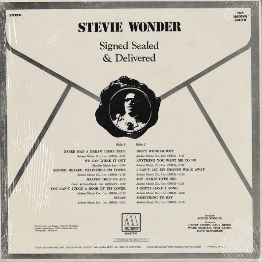 Stevie Wonder - Signed Sealed & Delivered (M5-176V1) LP 1981 US Motown|中古LP