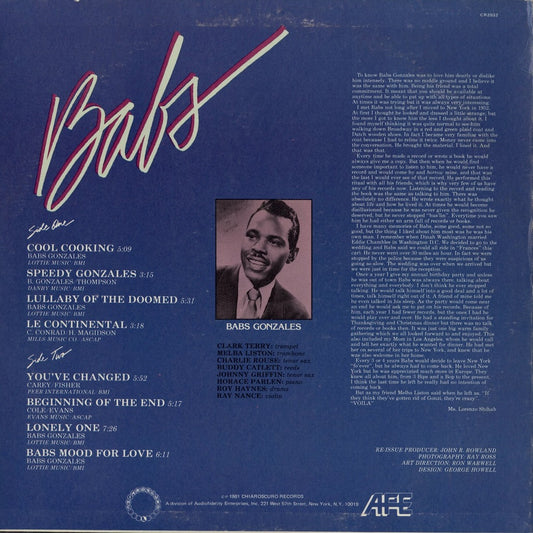 Babs Gonzales - Babs (CR-2032) LP 1981 US Chiaroscuro|中古LP