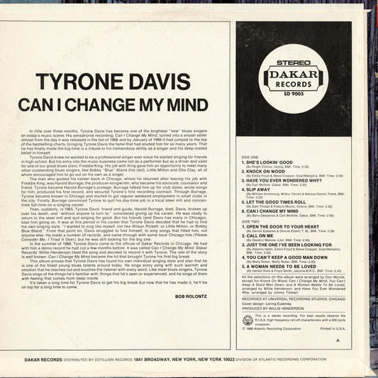 Tyrone Davis / タイロン・デイヴィス / Can I Change My Mind (SD 9005)