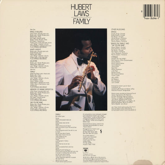 Hubert Laws - Family (JC36396) 1980 US Columbia|中古LP