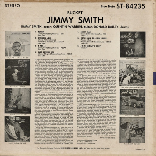 Jimmy Smith / ジミー・スミス / Bucket (BST 84235)